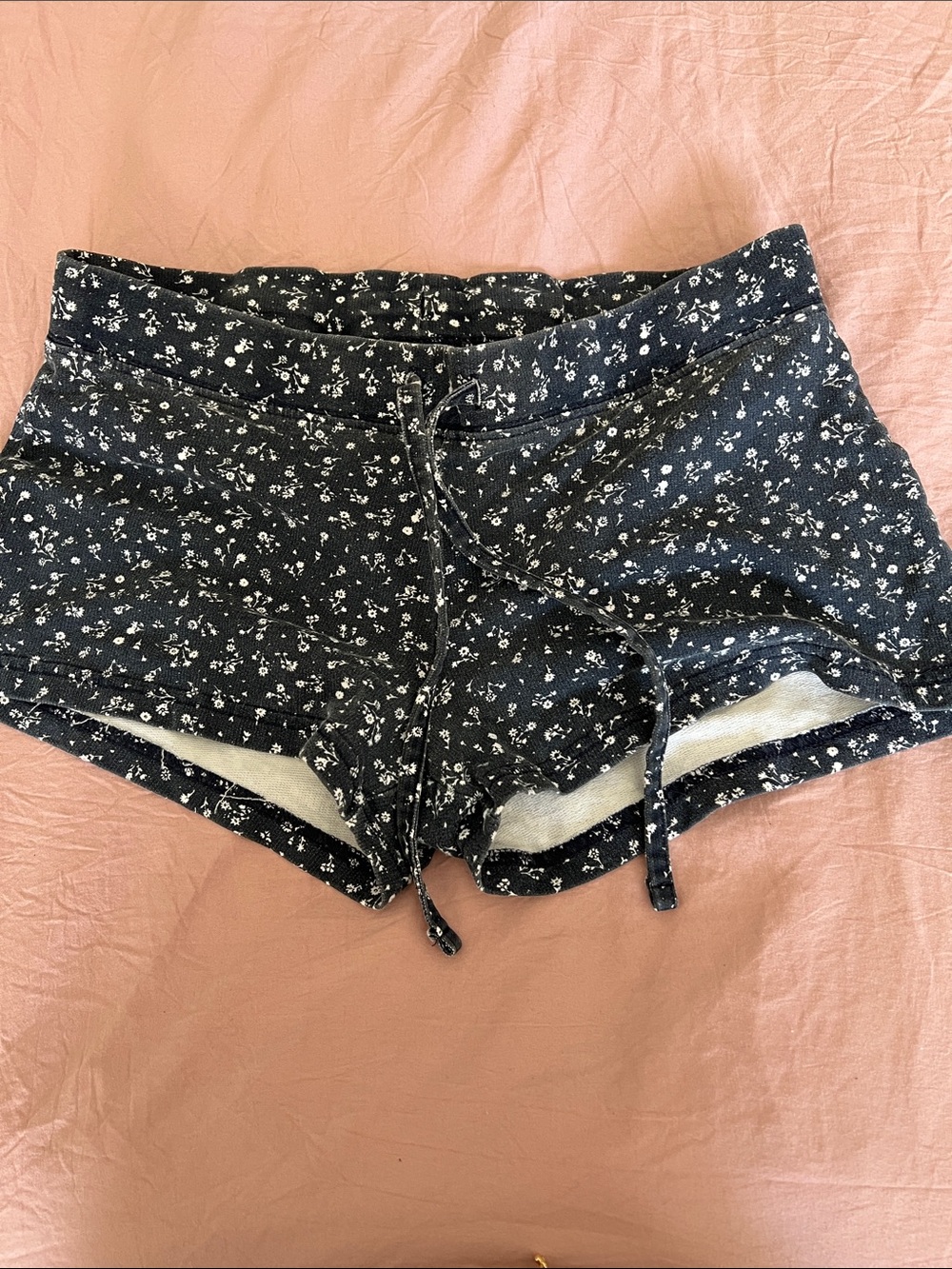H&M Black Floral Drawstring Lounge Shorts